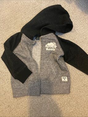 Roots Kids Heather Black & Gray Zip Hoodie